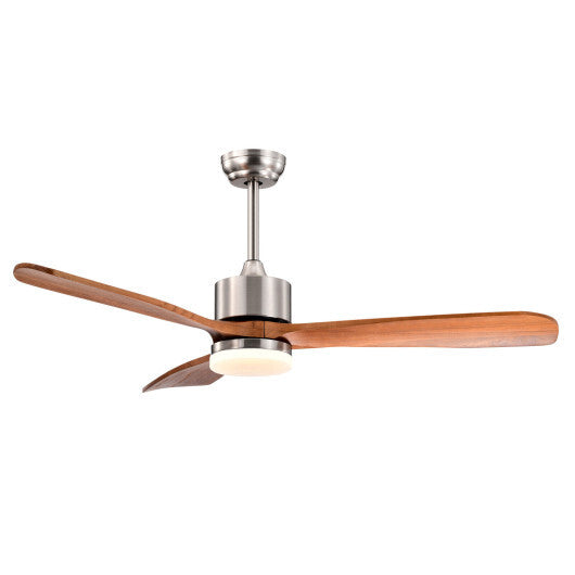 52 Inch Reversible Ceiling Fan with LED Light and Adjustable Temperature-Silver W2B