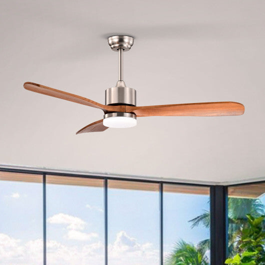 52 Inch Reversible Ceiling Fan with LED Light and Adjustable Temperature-Silver W2B