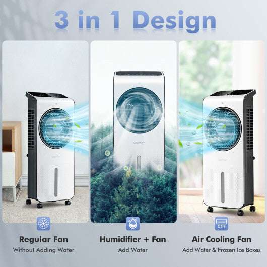3-in-1 Evaporative Air Cooler with 12H Timer Remote-White W2B