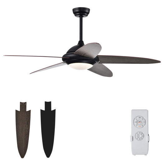 52 Inch Ceiling Fan with Lights and 3 Lighting Colors-Black W2B