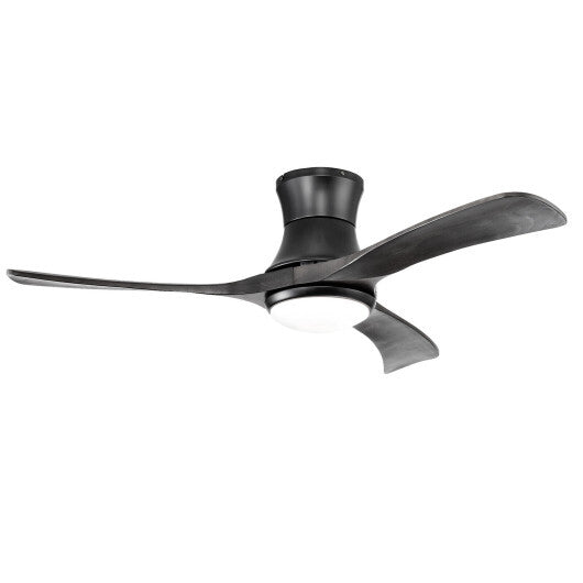 52 Inch Flush Mount Ceiling Fan with LED Light-Black - Color: Black W2B