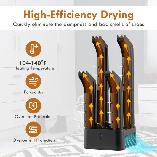 Prevent Odor Mold & Bacteria 4 Shoe Electric Dryer with Timer W2B