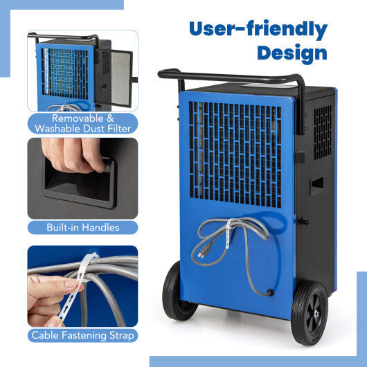 215 Pints 8000 Sq.Ft Commercial Dehumidifier For Home and Basement with 24H Timer-Blue W2B