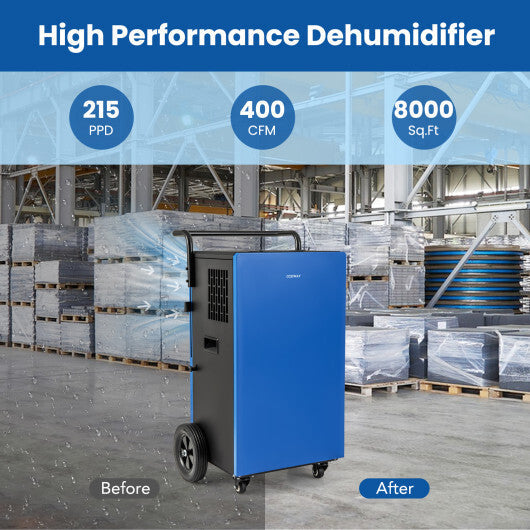 215 Pints 8000 Sq.Ft Commercial Dehumidifier For Home and Basement with 24H Timer-Blue W2B