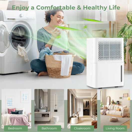 2000 Sq. Ft 32 Pint Dehumidifier with Continuous/Drying/Auto Mode-White W2B