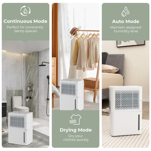 2000 Sq. Ft 32 Pint Dehumidifier with Continuous/Drying/Auto Mode-White W2B