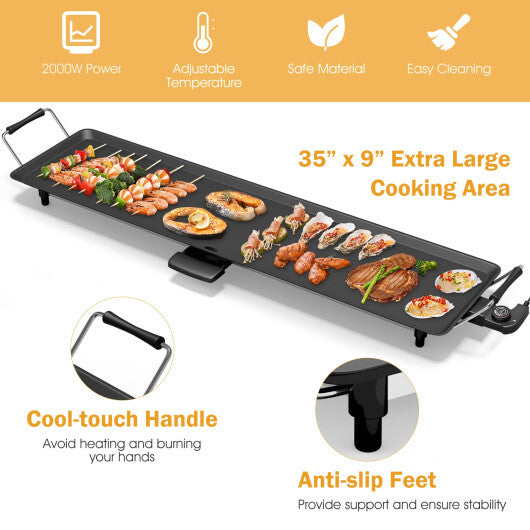35 Inch Costway Electric Griddle Teppanyaki Grill with Adjustable Temperature W2B