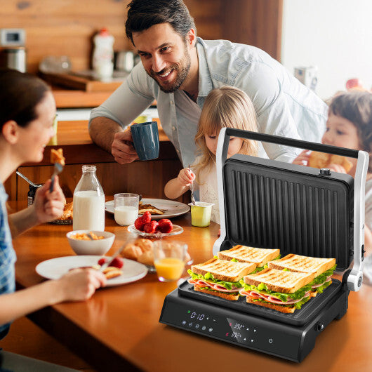 3 in 1 Indoor Electric Panini Press Grill with LED Display-Black W2B