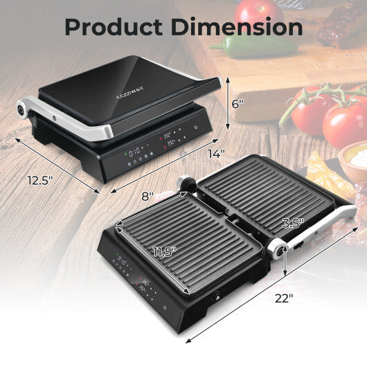 3 in 1 Indoor Electric Panini Press Grill with LED Display-Black W2B