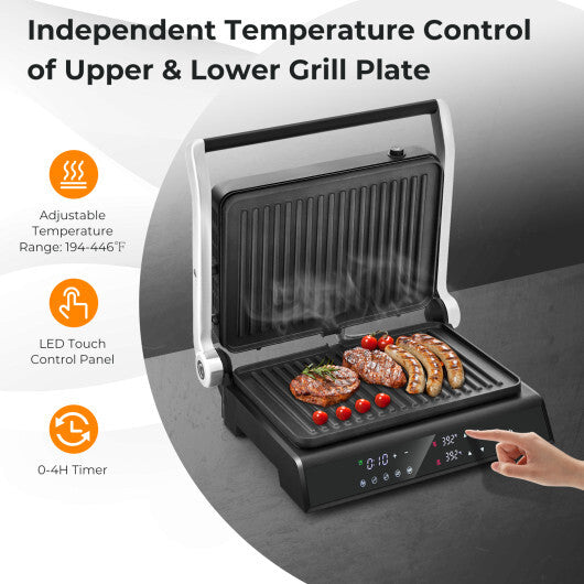3 in 1 Indoor Electric Panini Press Grill with LED Display-Black W2B