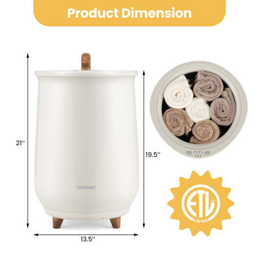 23L Large Luxury Bucket-Style Towel Warmer with Fragrant Disc Holder-White W2B
