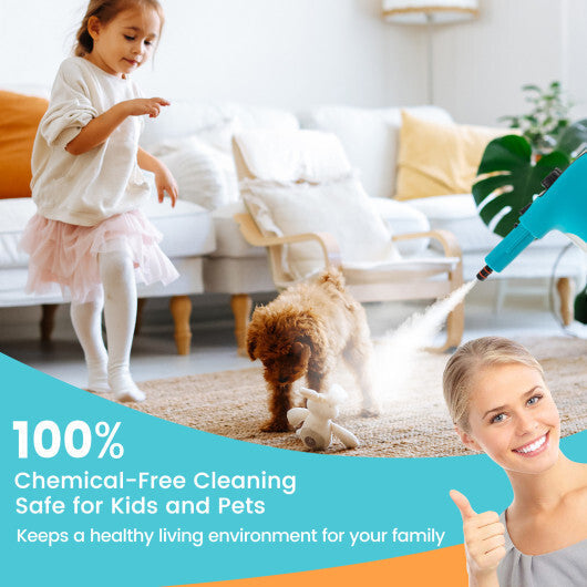 1400W Handheld Steam Cleaner with 14-Piece Accessory Kit and Child Lock-Blue W2B