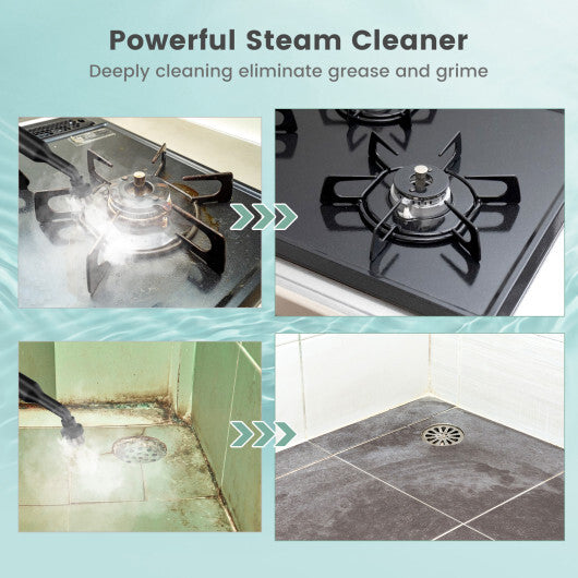 1400W Handheld Steam Cleaner with 14-Piece Accessory Kit and Child Lock-Blue W2B