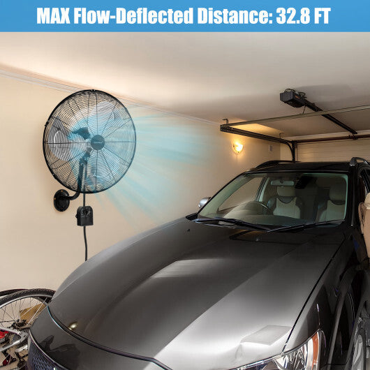 20 Inch Wall Mount Fan with 3 Fan Speeds and Adjustable Tilt Head-Black W2B