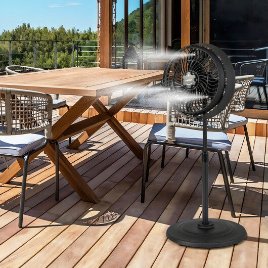 16 Inch Outdoor Misting Fan Oscillating Pedestal Fan with 3 Mist Levels-Black W2B