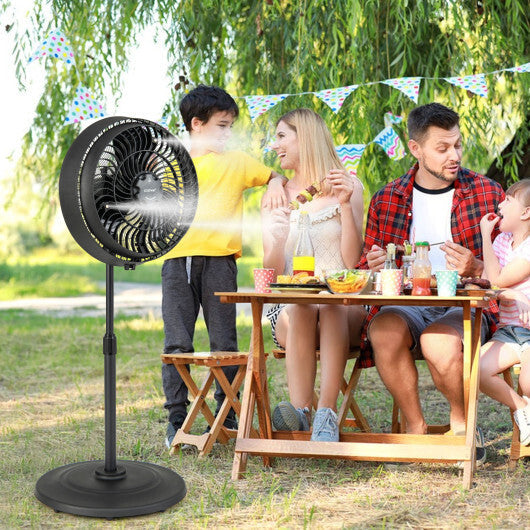 16 Inch Outdoor Misting Fan Oscillating Pedestal Fan with 3 Mist Levels-Black W2B