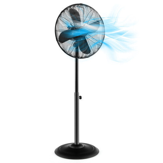 16 Inch Pedestal Standing Fan Oscillating Pedestal Fan with 3 Speeds and Adjustable Height-Black W2B