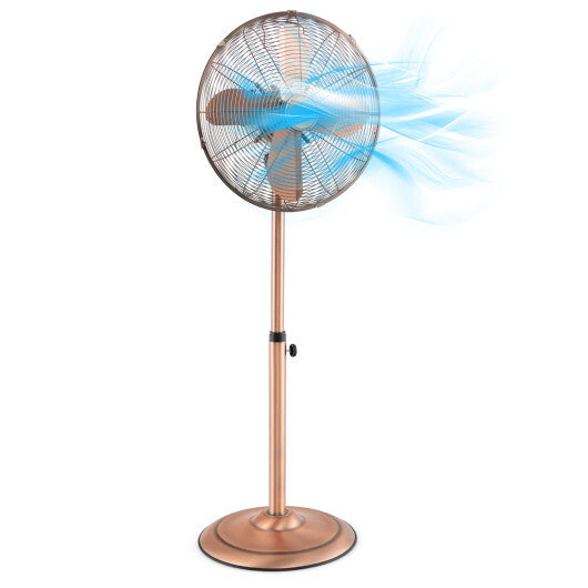 16 Inch Pedestal Standing Fan Oscillating Pedestal Fan with 3 Speeds and Adjustable Height-Black W2B