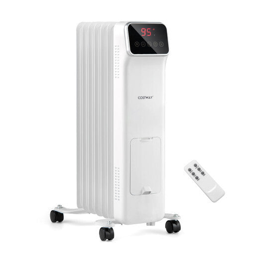 1500W Oil Filled Radiator Heater with Remote Control 3 Modes 24H Timer-Black W2B