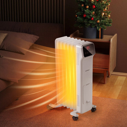 1500W Oil Filled Radiator Heater with Remote Control 3 Modes 24H Timer-Black W2B