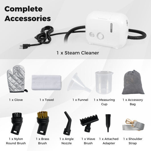 1500W Portable Steam Cleaner with 34 oz Water Tank-White W2B