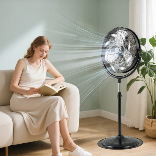 20 Inches High Velocity Pedestal Fan with 3 Speeds and Adjustable Height-Black W2B