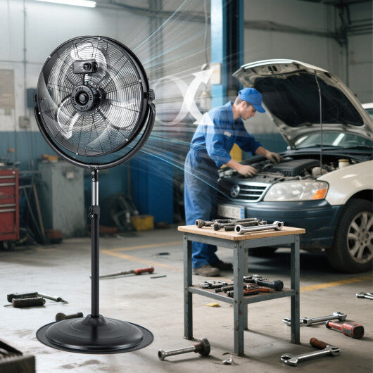 20 Inches High Velocity Pedestal Fan with 3 Speeds and Adjustable Height-Black W2B