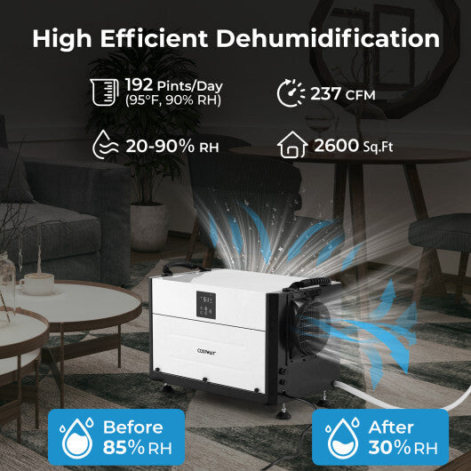 192 Pint Crawl Space Dehumidifier with 3 Modes and 24H Timer-Blue W2B