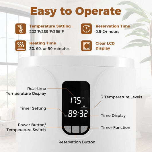 20L Hot Towel Warmer Bucket with 30/60/90 Min Heating Time-White W2B