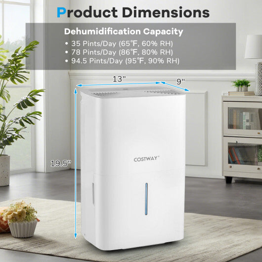 94.5 Pints Dehumidifier with 24H Timer and LED Display-White