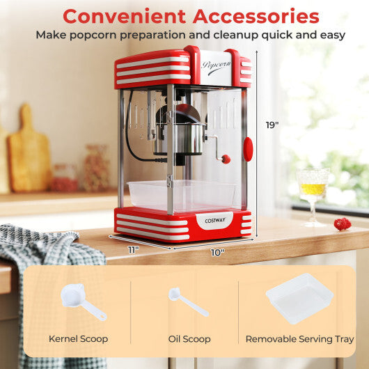 Theater Style Countertop Popcorn Maker with Stainless Steel Kettle-Red W2B
