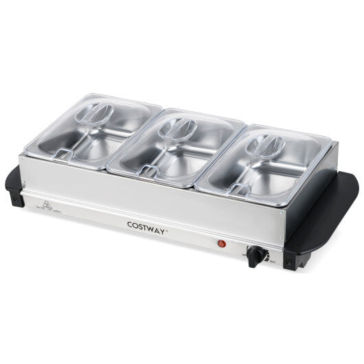 Electric Buffet Server Food Warmer with 3 Removable Trays W2B