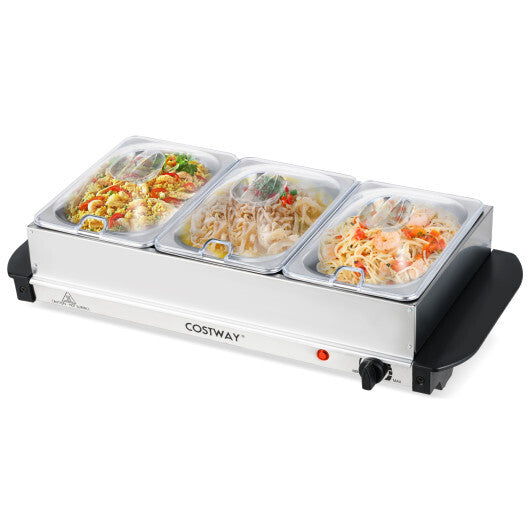 Electric Buffet Server Food Warmer with 3 Removable Trays W2B