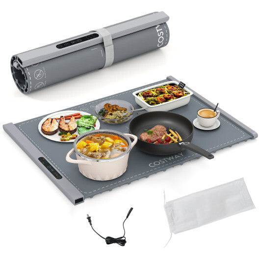 Food Warming Mat Rollable and Portable Electric Warming Tray with Fasting Heating-Blue
