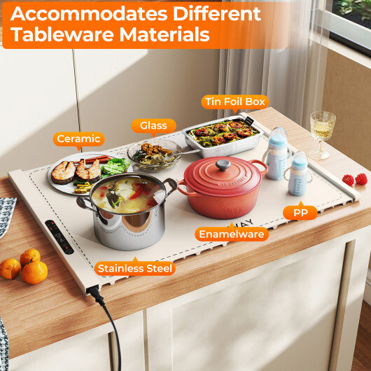 Food Warming Mat Rollable and Portable Electric Warming Tray with Fasting Heating-Blue