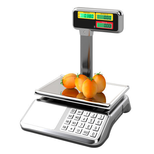 88lb Price Computing Scale with Pole Dual LCD Display Digital Commercial Food Scale