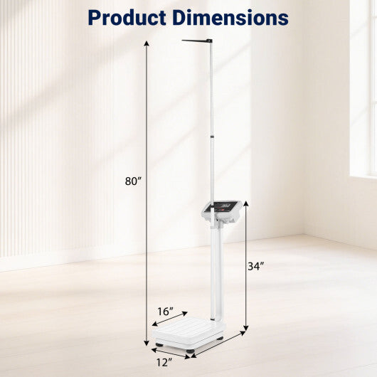 Digital Height and Weight Scale with Height Rod 400 lbs & LED Display W2B