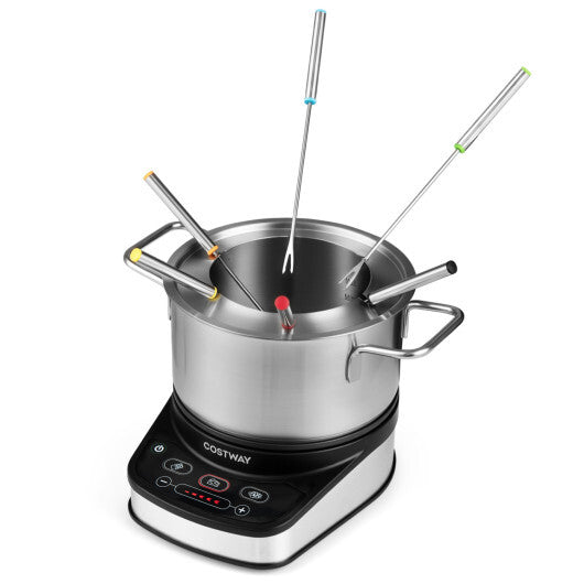 1200W Electric Fondue Pot Set with 3.2 QT Removable Pot 6 Color-Coded Fork W2B