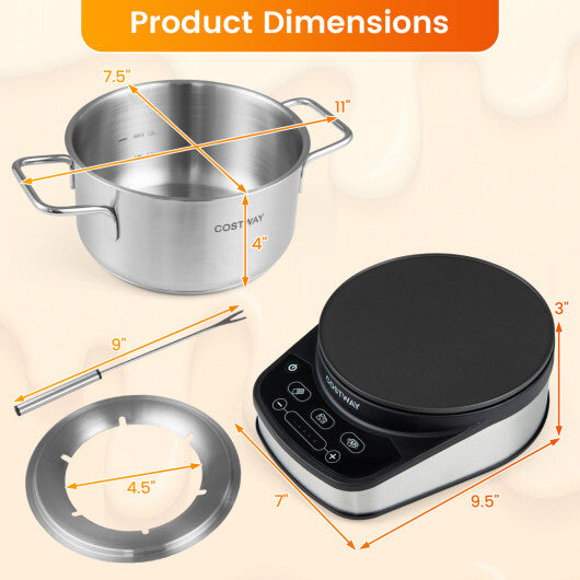 1200W Electric Fondue Pot Set with 3.2 QT Removable Pot 6 Color-Coded Fork W2B