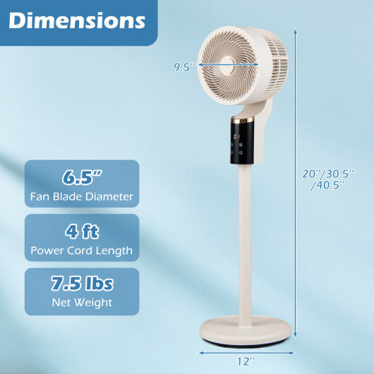 Compact Oscillating Standing Fan with 70 Oscillation and 90 Tilt for Home Office-Black W2B