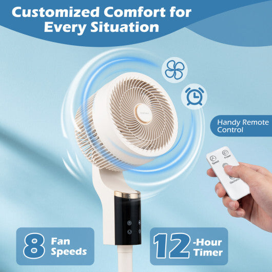 Compact Oscillating Standing Fan with 70 Oscillation and 90 Tilt for Home Office-Black W2B