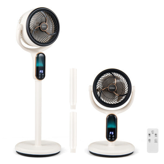 Oscillating Pedestal Fan with 8 Speeds Remote and 12H Timer-White W2B