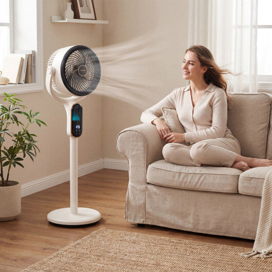 Oscillating Pedestal Fan with 8 Speeds Remote and 12H Timer-White W2B