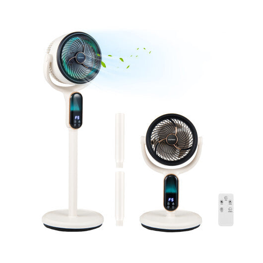 Oscillating Pedestal Fan with 8 Speeds Remote and 12H Timer-White W2B