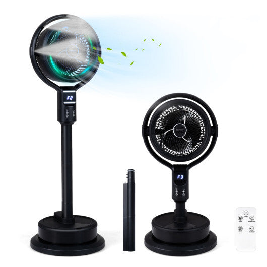 Misting Pedestal Fan Air Circulator with 90? Auto Oscillation Floor Standing Fan with 8 Speeds-White W2B
