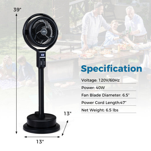 Misting Pedestal Fan Air Circulator with 90? Auto Oscillation Floor Standing Fan with 8 Speeds-White W2B