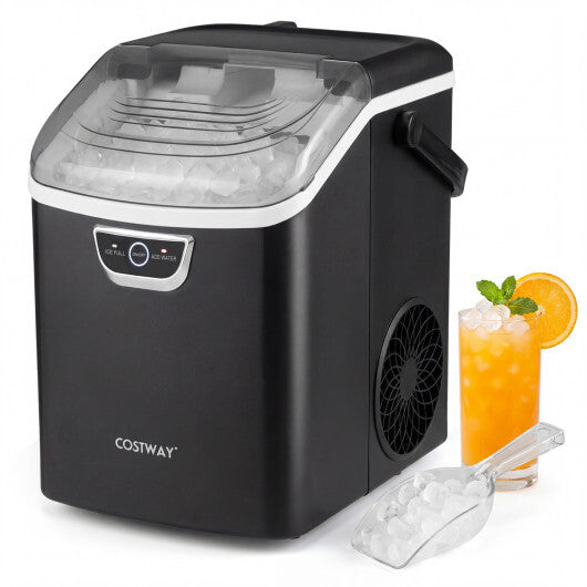 Nugget Ice Maker Countertop with Audible Ice Full Alarm-Black W2B