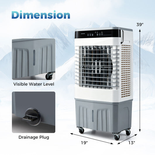2100 CFM 3-in-1 Evaporative Air Cooler with 5.3 Gal Water Tank for Indoor Outdoor-White W2B