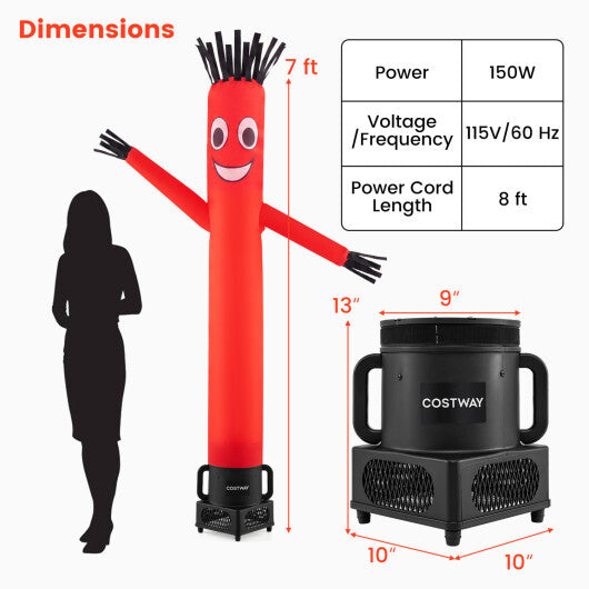 7 FT Inflatable Tube Man with Blower for Outdoor Business Promotion Store-Black W2B
