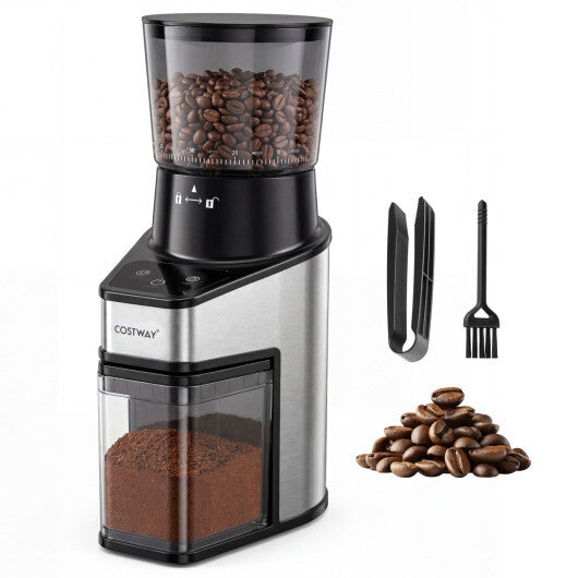 Conical Burr Coffee Grinder with 60 Precise Grinding Settings and Digital Display-Silver W2B